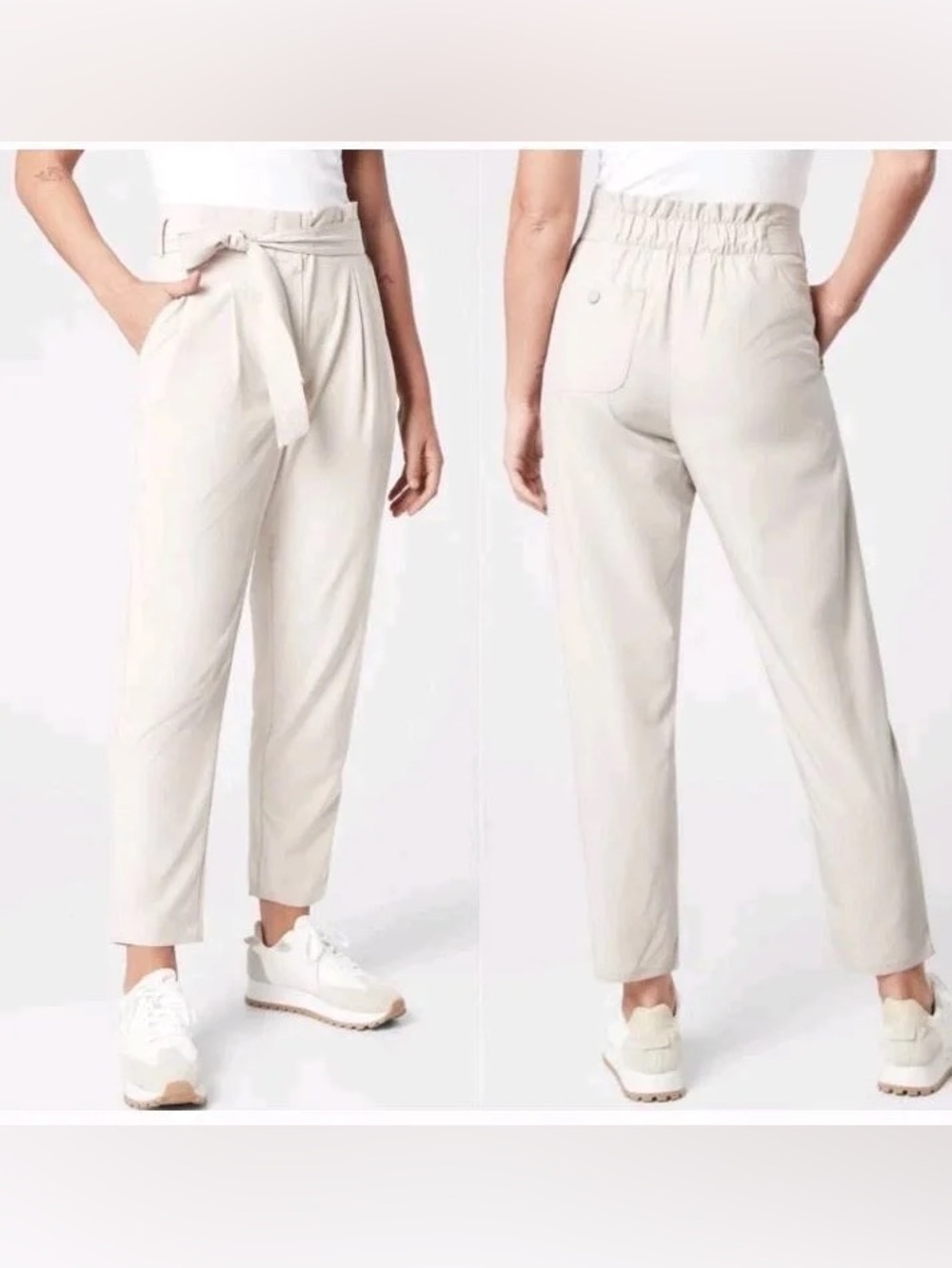 Athleta Skyline II High-Rise Paperbag Waist Ankle Pants — Abalone Grey